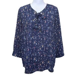 The Limited blue‎ sailboat tunic, large, classic, nautical, seaside, Americana